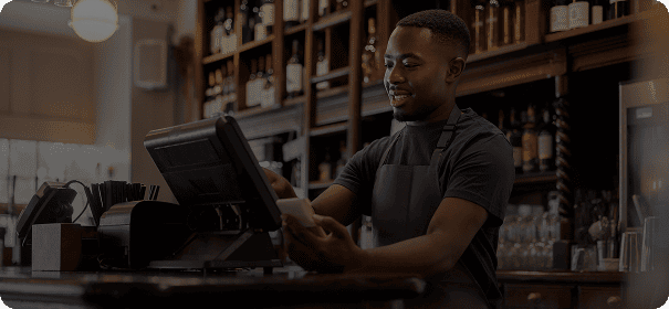 Barista working at a coffee shop counter